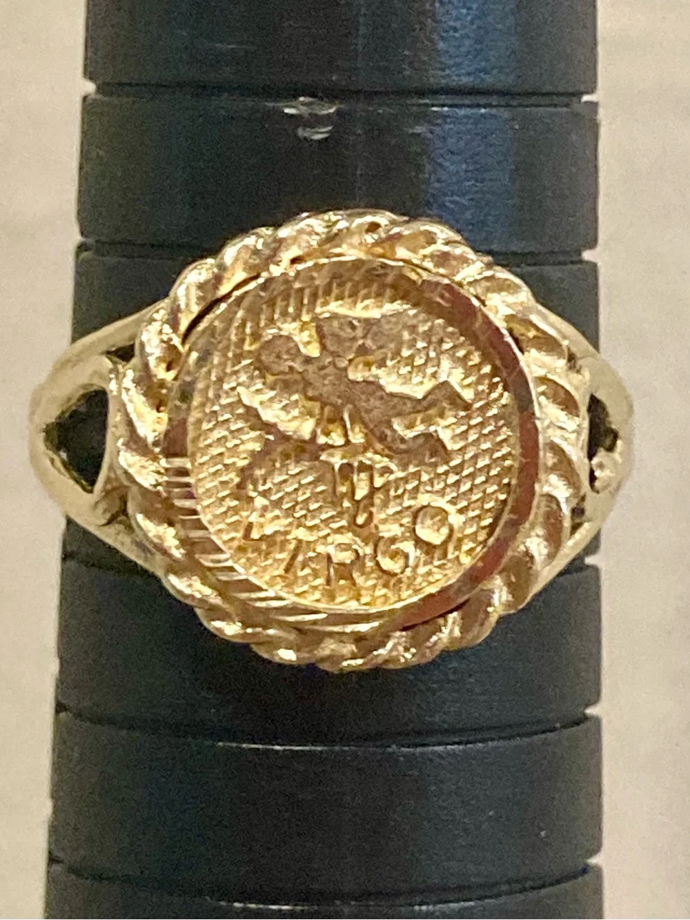 10K Gold Coin Signet Ring Virgo Horoscope Size 7.5 - Picture 9 of 15